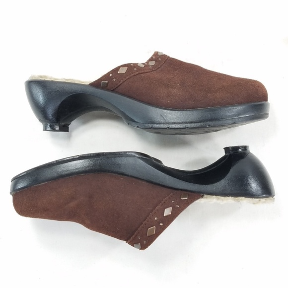 UGG Fiona Suede Mule Slip On Clog Shoes Brown Sz 8 Shearling 5546 Copper Studded - Picture 5 of 16